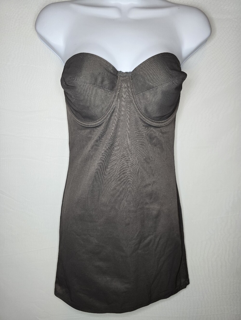 Vintage Nancy Ganz Boyslimmers Strapless Longline Bustier 36C Brown Shapewear